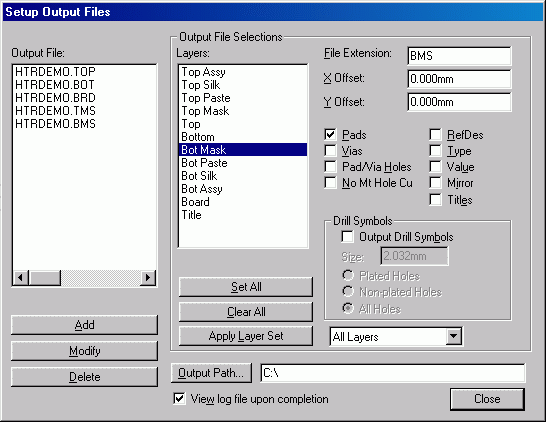 Setup Output Files