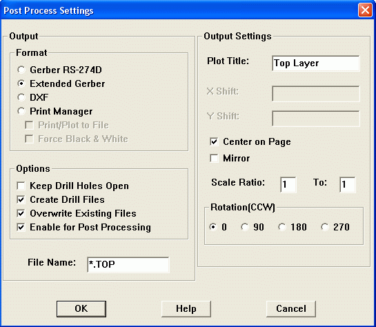 Post Process Settimgs Window